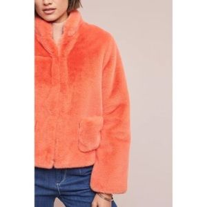 Anthropologie DRA los angeles faux fur orange jacket